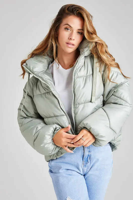 Alps Crop Hooded Puffer Coat