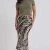 Animal Bias Cut Midi Skirt