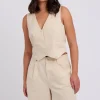 Beige Linen Blend Waistcoat