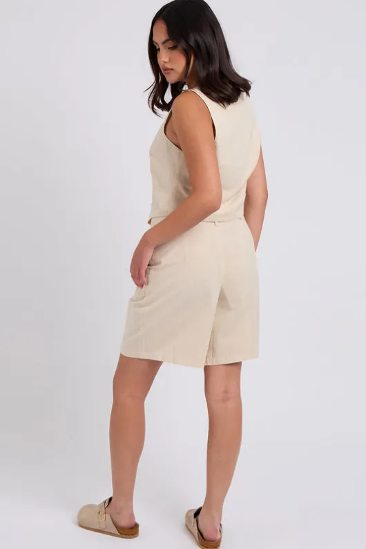 Beige Linen Blend Waistcoat