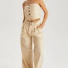 Belted Wide Leg Tailored Trouser