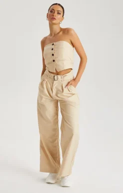 Belted Wide Leg Tailored Trouser