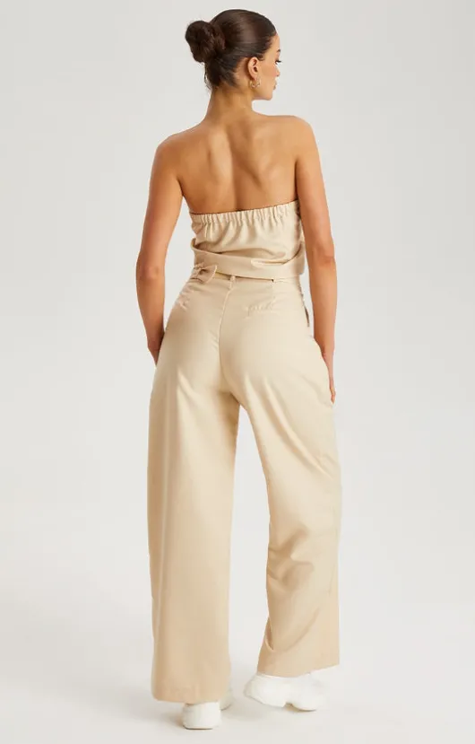 Belted Wide Leg Tailored Trouser