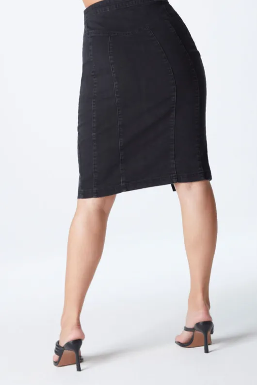 Black Aqua Yoke Seamed Skirt
