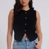Black Button Front Vest