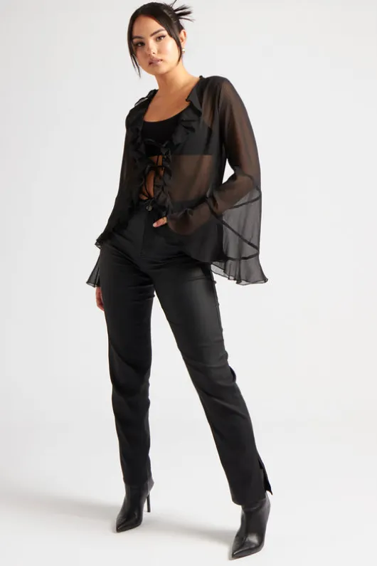 Black Coated Straight Leg Jean