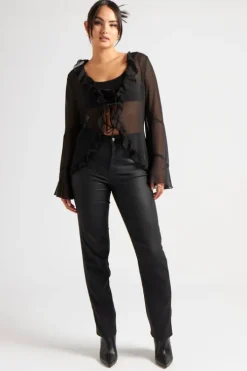 Black Coated Straight Leg Jean