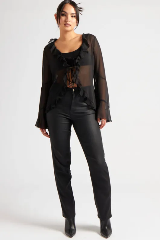Black Coated Straight Leg Jean