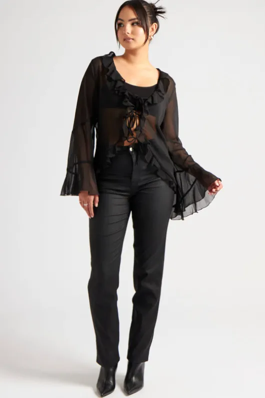 Black Coated Straight Leg Jean