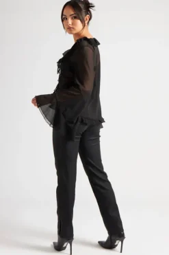 Black Coated Straight Leg Jean