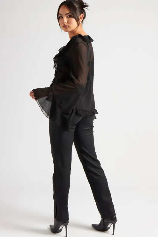 Black Coated Straight Leg Jean