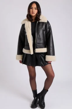 Black Cropped Bonded Jacket