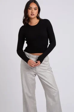 Black Cut Out Back Wrap Jumper