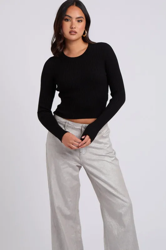 Black Cut Out Back Wrap Jumper