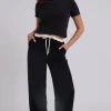 Black Double Waistband Elasticated Trouser