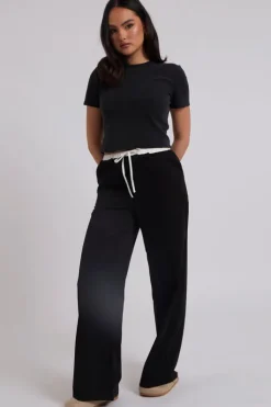 Black Double Waistband Elasticated Trouser