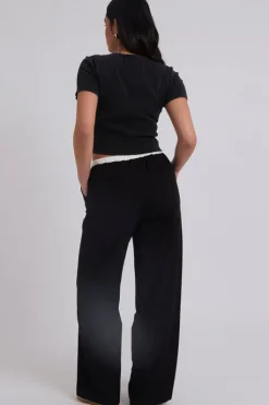Black Double Waistband Elasticated Trouser