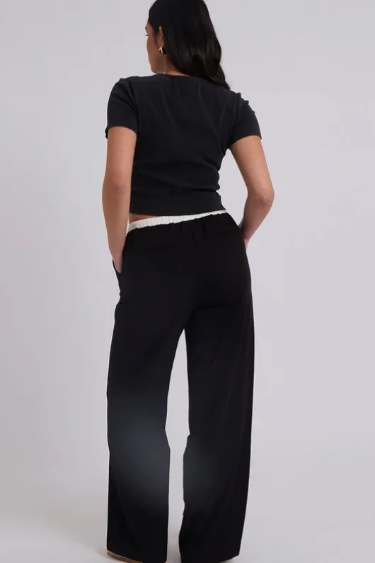 Black Double Waistband Elasticated Trouser