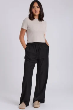 Black Drawstring Wide Leg Trousers