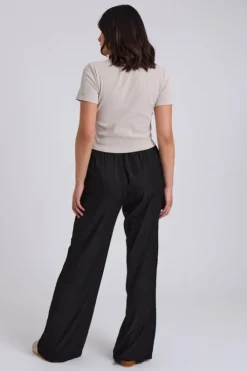 Black Drawstring Wide Leg Trousers