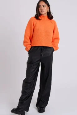 Black Elasticated Wide Leg Trouser