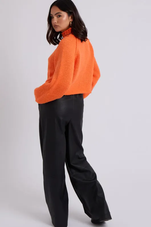 Black Elasticated Wide Leg Trouser