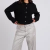 Black Floral Button Cropped Cardigan