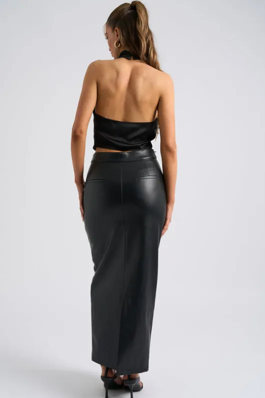 Black Halter Cowl Neck Top