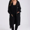 Black Longline Patch Pocket Cardi