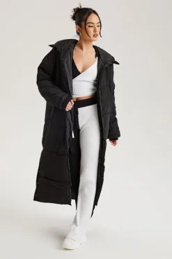 Black Longline Puffa Jacket | Urban Bliss clothing