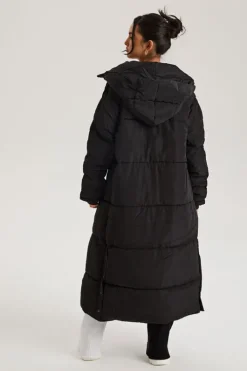 Black Longline Puffa Jacket | Urban Bliss clothing