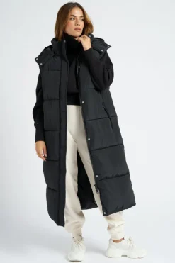 Black Longline Puffer Gilet