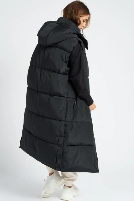 Black Longline Puffer Gilet
