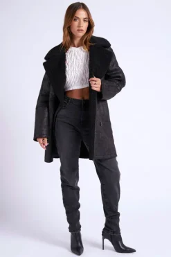 Black Mid Length Bonded Coat