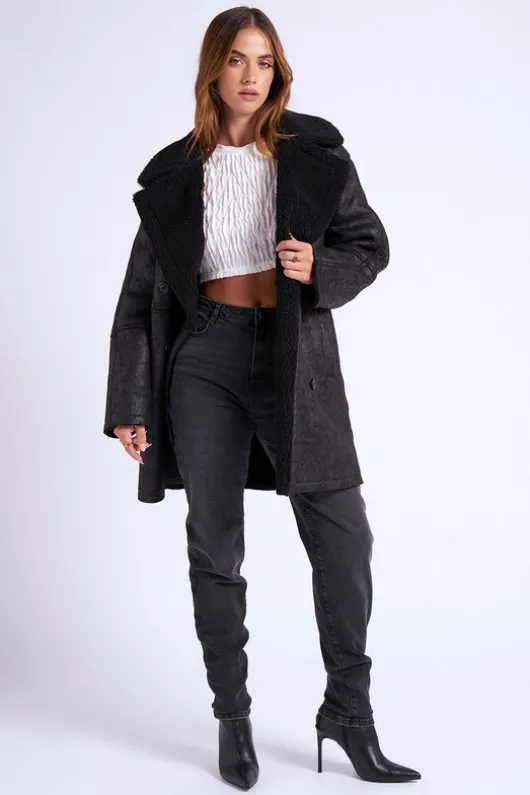 Black Mid Length Bonded Coat