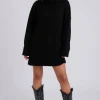 Black Mini Roll Neck Dress