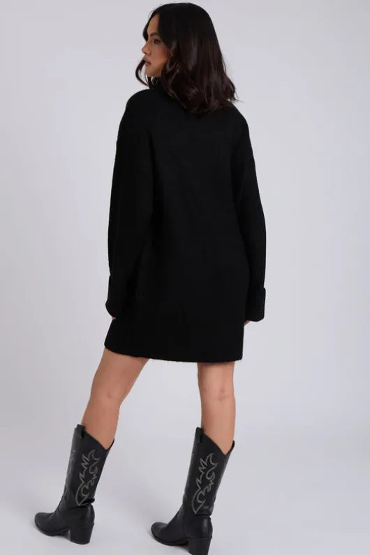 Black Mini Roll Neck Dress