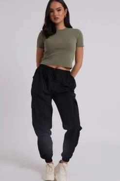 Black Parachute Cargo Trouser | Urban Bliss clothing