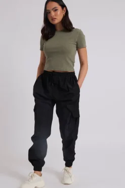 Black Parachute Cargo Trouser | Urban Bliss clothing