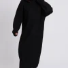 Black Roll Neck Midaxi Dress