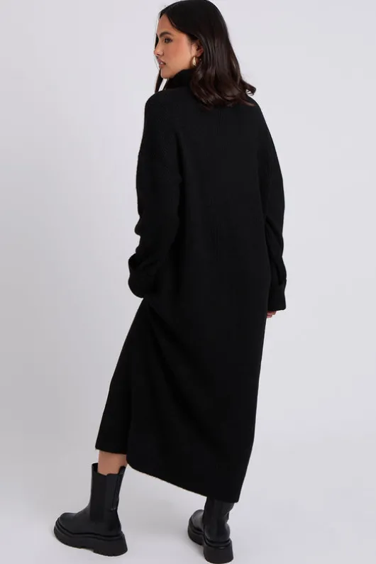 Black Roll Neck Midaxi Dress