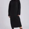 Black Roll Neck Midi Dress