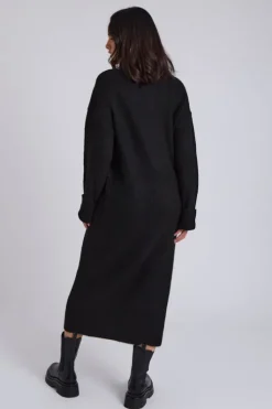 Black Roll Neck Midi Dress