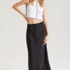 Black Satin Maxi Skirt
