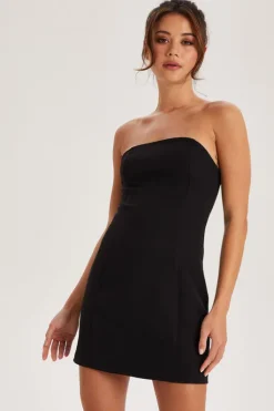 Black Strapless Tailored Dress | Urban Bliss clothing
