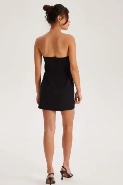 Black Strapless Tailored Dress | Urban Bliss clothing