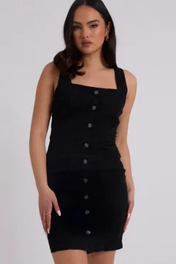 Black Toby Button Dress | Urban Bliss clothing
