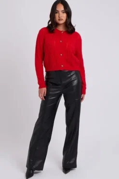 Black Wide Leg PU Trouser