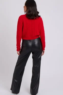 Black Wide Leg PU Trouser