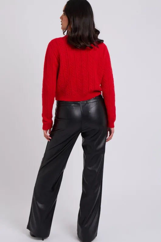 Black Wide Leg PU Trouser